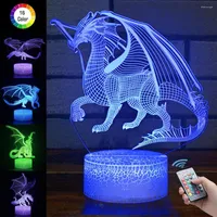 Night Lights 16 Color Remote And Touch Control 3D Dinosaur LED Light Dragon Table Desk Lamp For Kids Birthday Gift Bedroom Decor