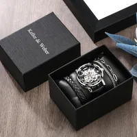Wristwatches Keller & Weber Men's Watch Bracelet Gift Set Male High End Mechanical Leather Adjustable Bracelets Christmas Gifts For