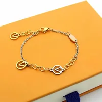 Europe America Fashion Style Lady Women Titanium steel 3 Color Chain Bracelet With Hollow Out V Initials Charm Twinkle246m