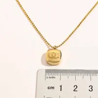 Never Fading 14K Gold Plated Luxury Brand Designer Pendants Necklaces Stainless Steel Double Letter Choker Pendant Necklace Beads Chain