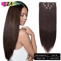 Synthetic Wigs IZA 24 Inches Straight Clip In Hair Full Head 7pcs Heat Resistance SyntheticThick Pieces 140g