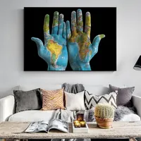 Canvas Painting Wall Posters and Prints Palm of World Map HD Wall Art Pictures For Living Children Room Decoration Dining el Ho250q