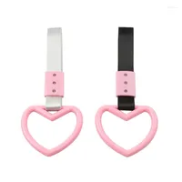 Interior Decorations Cute Heart-Shaped Pink Black Silver Ring Subway Train Bus Handle Strap Car Styling Warning Auto Accessories