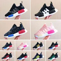 2022 NMD Slip On Kids Running Shoes Graffiti Toddler Sneakers Core Black Lush Red Boys Girls Children Trainers Size 22-35