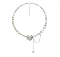 Chains Timeless Wonder Sweet Faux Pearl Heart Statement Necklaces For Women Designer Jewelry Korean Goth Runway Gift Collar 3231