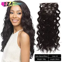 Synthetic Wigs IZA Ocean Curly Clip In Hair 24" 7 Pcs Full Head 140g Heat Resistance Organic Fiber Thick