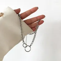 Choker Punk Interlocking Infinity Circle Necklaces Women Thick Chain Necklace Gifts For Men Jewelry Family Christmas Gift