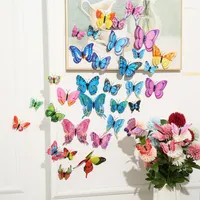Party Decoration Style 12Pcs Double Layer 3D Butterfly Wall Sticker On The Home Decor Butterflies For Magnet Fridge Stickers
