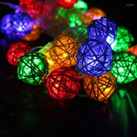 Strings 2M 20LED Rattan Ball LED String Light Warm White Fairy Holiday For Party Wedding Decoration Christmas Lights Garland