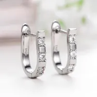 Hoop Earrings Huitan Classic U Crystal Cubic Zirconia Dainty Circle Women Simple Versatile Accessories Wedding Jewelry