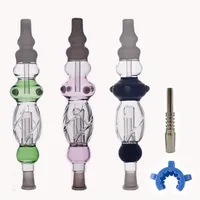 9inch Glass kits smoking pipes with 14mm quartz Tip Titanium Nail water Bongs Dab Straw oil rigs with plastic clip3036