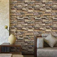 Wall Stickers 3D WallPaper Vintage Home Decor Stone Rustic Effect Self-adhesive Sticker Paper Waterproof Decorative