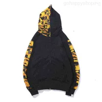 Men's Hoodies Sweatshirts Luxury Mans Jacket First Black Yellow Bathing Shark Camouflage Ape Camo Wide Full Zip Hoodie Size Large 2xl Adult