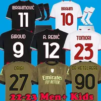 Fans Tops Tees 22 23 Soccer Jersey Ac Milans Ibrahimovic Football Shirt 2022 2023 De Ketelaere Men Kids Brahim