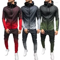 Men's Tracksuits Men's ZOGAA Mens Fashion Hooded Gradient Color Sportwear Zipper Hip Hop Style Sport Suits Casual Hoodies Pants Two