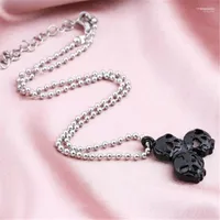 Pendant Necklaces Punk Hip Hop Skull Necklace Silver Color Beads Chain For Women Fashion Party Jewelry