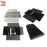 Jewelry Pouches Sale Roll Bag Portable Carring Case Black Velvet Organizer Necklace Chain Bracelet Storage Box 2 Colors Available