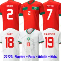 2022 Marockanska fotbollströjor Hakimi Maillot Marocain Ziyech En-Nesyri Football Shirts Men Kids Kit Harit Saiss Idrissi Boufal Jersey Maroc National Team Shirt 22 23 23 23