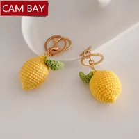 Hand Crocheted Cotton Lemon Pendant Keychains Bag decoration Holder Key Rings Keyring Gifts