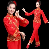 Stage Use antigo traje chinês feminino dança folclórica leão para mulher fã do ano hanfu yangko roupas dragão mais jovem