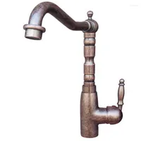 Bathroom Sink Faucets Vintage Antique Rome Red Copper Brass Single Handle Lever Kitchen / Bar Swivel Faucet Basin Mixer Tap Ann017