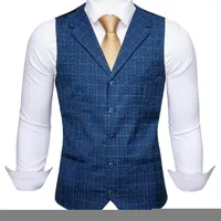 Gilet pour hommes Blue Men Suit Vest Adpel Slim Fit Plaid Sans manchette Business Business Party Male Waistcoat Barry.wang