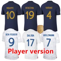 Player Version 2022 Soccer Jersey 2023 Club français Sets complets Benzema Mbappe Griezmann Saliba Coman Pavard Kante Maillot de Foot Equipe