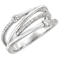 Wedding Rings Exquisite Crossed Geometry Zircon For Women Jewelry Silver Color Engagement Band Fashion