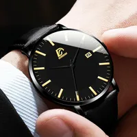 Polshorloges modus Herren Minimalistischen Uhren fur manier Casual Leder Quarz armbanduhr einfache mannliche datum kalender uhr relojwristwat