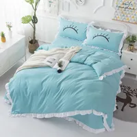 Bedding Sets Cartoon Eye-lash Set City Style King Size Duvet Cover Quilt Pillowcase Bed Linen Sheet Single Double Bedclothes