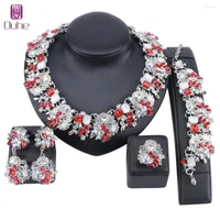 Necklace Earrings Set Women Chunky Chain Choker Bib Statement Crystal Earring Bracelet Ring Bridal Christmas Gift Jewelry