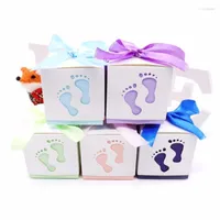 Gift Wrap 10pcs Baby Shower Foot Candy Box Laser Cut-out Favor Boxes For Boy Girl Birthday Party