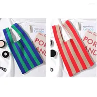 Duffel Bags Handle Handbags Women Shopping Bag Foldable Stripe Printing Casual