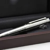 Metal Famous pen silver checkered Ballpoint Pen writing supplier Business Office and School fashion without red wood box