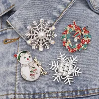 Noel dekorasyonları 1 adet güzel emaye kardan adam broşlar kadın rhinestone yılı Santa broş pimleri neşeli parti hediyeler 2022