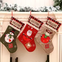 Christmas Decorations 1pcs Stocking Big Xmas Stockings Decoration Santa Snowman Reindeer For Party
