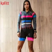Racing Sets Kafeet Pro Team Wear Women's Triathlon Jersey Cycling Leotards Professional Uniform Long-sleeved Overall Suit