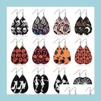 Party Favor Pumpkin Earring Pu Leather Drop Earrings Female Halloween Spider Women Vintage Jewelry Gifts 22 Designs Wy87 Mylarbagshop Otuqb