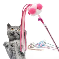 Cat Toys Fringed Bells Funny Stick High-quality Polyester Wool Ball Fabric PVC Tube273w