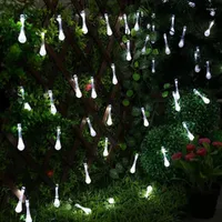 Strings 30 20 LED Solar Powered Water Drop String Lights Fairy Light Wedding Christmas Party Festival Outdoor Indoor Decor