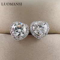 Stud Earrings Luomansi 1 1CT D VSS Moissanite Silver With Certificate S925 Women's Jewelry Anniversary Party Birthday Gift