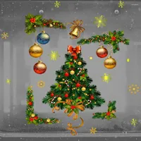 Wall Stickers Christmas Balls Window Glass Festival Decals Santa Murals Year Decorations For Home Decor