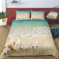 Fresh Beach Sea Printed Bedding Set King 3D Shell Duvet Cover Queen Home Textile Double Single Bed Set With Pillowcase 3pcs246p