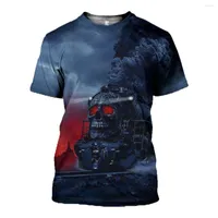 Męskie koszule T-SKULL TRAIN COUND 3D DRIDKA LATKA DRYVALNE Krótki rękawki koszulka Casual Fashion T-Shirt Sports Streetwear 5xl Ponagimeded