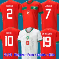 2022 Jerseys de football Hakimi Maillot Marocain Ziyech en-gentri Shirts de football Men Kids Kit Harit Saish Idrissi Boufal Jersey Maroc Team Shirt 23 23