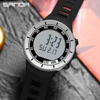 Wristwatches SANDA Digital Watch Men Stainless Steel Case Sport Watches For 50M Waterproof Alarm Military Wristwatch Relogio Masculino