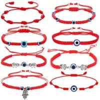 Handwoven Charm Bracelets Lucky Red String Blue Turkish Evil Eye Pendent Bracelet Jewelry For Women Girls Party Birthday Gift