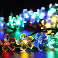 Strings 50LED Solar Powered Blossom Flower String Lights LED Fairy Light Wedding Christmas Party Festival Outdoor Indoor Garden
