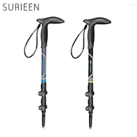 Trekking Poles 1Pc T Handle 3 Section Carbon Fiber Ultralight Walking Sticks For Travel Cane Folding Rod Hiking Crutches