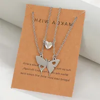 Choker Stainless Steel Geometry Heart Butterfly Pendant Multilayer Chain Necklace For Women Couples Friend Accessories